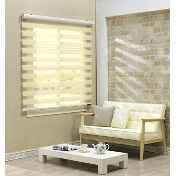Estor horizontal de ventana – estor doble enrollable, máximo de 240 cm de ancho por 240 cm de largo, poliéster y mezcla de poliéster, 17.begie, W100 x H240