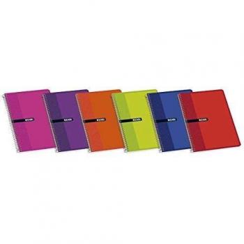 Enri, Pack de 10 Cuadernos A4 con Espiral, Cuadrícula 4x4, Tapa de Cartón, 80 Hojas, Gramaje 60g. Colores Variados