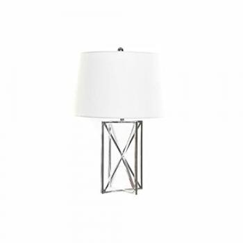 Lámpara de mesa DKD Home Decor Blanco Plata Poliéster Metal 220 V 50 W (38 x 38 x 58 cm)