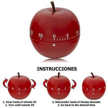Temporizador Minutero Cocina Manzana Roja 60 Minutos