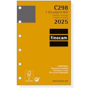 Finocam - Recambio Anual Classic 2025 1 Día Página (Enero 2025 - Diciembre 2025, 12 meses, Español, C298, 602-73x114 mm)