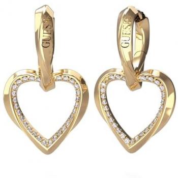 Pendientes de Aro para Mujer Guess, Diseño de Corazón, Color Dorado JUBE04617JWYGT-U
