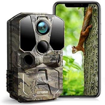 CEYOMUR Cámara de Caza WiFi 30MP 1296P, Cámara de Caza con Gran Angular de 120° Velocidad de Disparo 0.2s Visión Nocturna y IP66 Impermeable, App Control Remoto Envía Una Foto a tu Teléfono