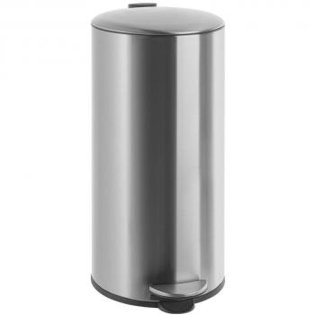 Papelera con pedal de acero inoxidable mate 30 litros Practo Home Plateado