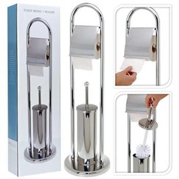 Soporte de papel higiénico y escobilla acero inox Bathroom Solutions