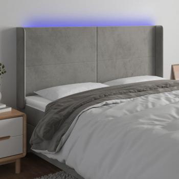 Cabecero LED de Terciopelo Gris Claro 203x16x128 cm
