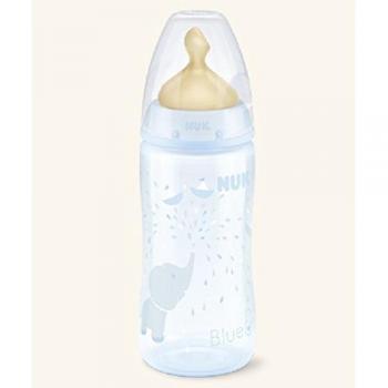 Nuk - Biberón cuello ancho First Choice+ Blue&Rose 300ml Látex Azul T1-M