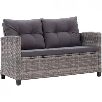 Sonata 2-Seater Garden Sofa with Cushions Grey 124 cm Poly Rattan