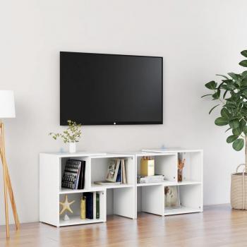 Mueble de TV de madera contrachapada 104x30x52 cm en color blanco, Mueble de salón, Mueble TV, Mesa de TV, ideal para televisor
