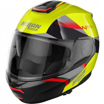 Nolan Casco Modular N100-6 Paloma N-Com - Negro Rojo Amarillo (S)
