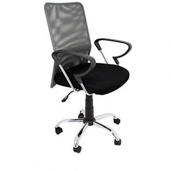 Silla de estudio infantil/juvenil modelo Helena con asiento textil y respaldo en color gris y negro
