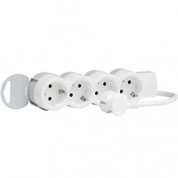 Legrand 695007 Base múltiple con 4 enchufes, 3500 W, 230 V, Blanco y gris