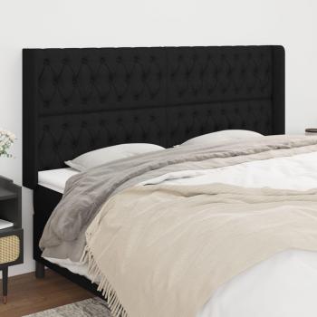 Cabecero con orejas de tela negro 203x16x118/128 cm vidaXL