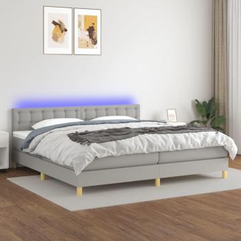 Colchón de cama box spring de muelles y tela LED gris claro 200x200 cm