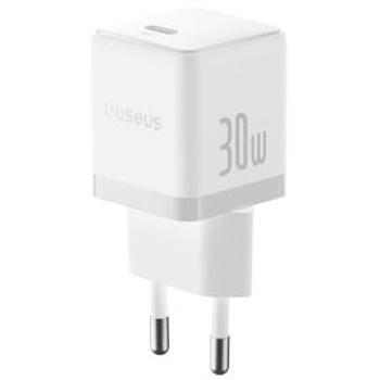 Cargador de pared Baseus Palm 30W USB-C, carga rápida, tamaño extrapequeño, control inteligente de temperatura, blanco lunar