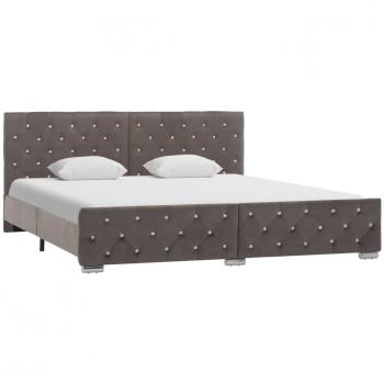 Estructura de cama gris en terciopelo 180x200 cm