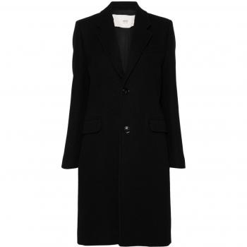 Ami Paris Women's Wool Single-Breasted Coat in Black | Size 40 | FCO010WV0049001