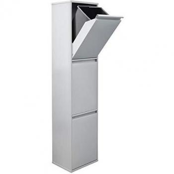 Arregui Basic CR302-B Cubo de Basura y Reciclaje de Acero de 3 compartimentos, gris claro