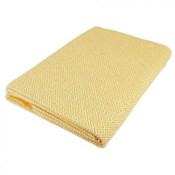 Colcha Multiusos Nápoles Amarilla - Plaid Tejido Jacquard con Fleco (170x260 cm) - Protector Sofá y Cama - Envío Gratis