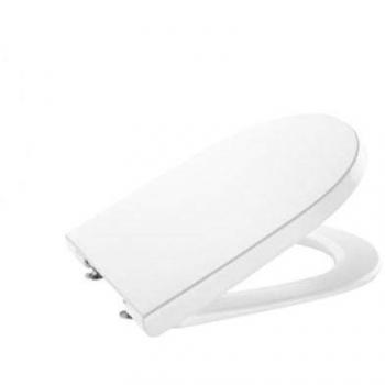 Tapa y asiento antibacteriano para inodoro compacto redondo Roca The Gap, acabado blanco