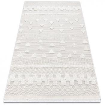 Alfombra Eco Sisal Boho Triángulos Zigzag con Flecos - Estructural Beige/Cremoso 194x290 cm