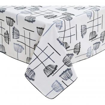 Deconovo Mantel para Mesa Rectangular de Cocina Estampado con Dibujo de Loto 140 x 240 cm Gris Negro