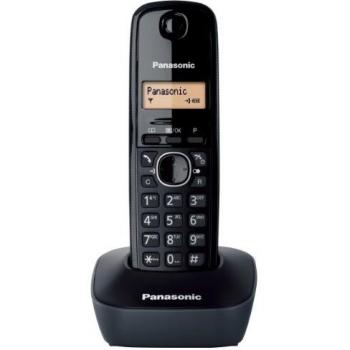 Panasonic KX-TG1611SPH - Teléfono Fijo Inalámbrico DECT, LCD, Identificador de Llamadas, Agenda de 50 Números, Tecla de Navegación, Alarma, Reloj, color Negro