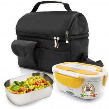 Spice - Set de bolsa térmica con correa + calentador de alimentos amarillo de acero inoxidable, bandeja extraíble de acero inoxidable Borsa Term + 1,5 L Bianco,giallo
