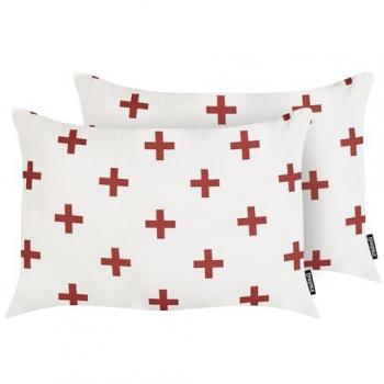 Conjunto de 2 cojines decorativos de algodón geométrico blanco 35 x 50 cm Velleia