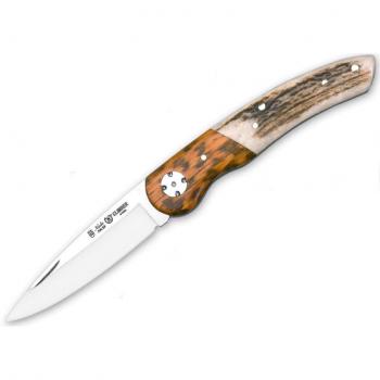 Navaja Climber 404 Miguel Nieto - 17,5 cm, hoja de acero de 7,5 cm, mango de asta de ciervo