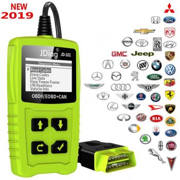 JDiag OBD2 de diagnóstico automático Escáner OBDII para todos los vehículos desde 2000 con modos OBD2 / EOBD / CAN para leer y borrar el código de error y la prueba de batería