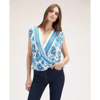 Top cruzado de mujer con estampado de bufanda Motivi