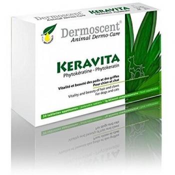 Complemento Alimenticio Dermoscent Keravita para Perros y Gatos - 30 Comprimidos para la Vitalidad y Belleza del Pelaje