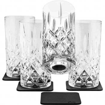 Silwy Magnetic Crystal Longdrink Glass Set - 300 ml, Set of 4