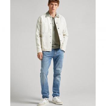 Pepe Jeans Men's Light Blue Distressed Tapered Fit Denim Jeans
