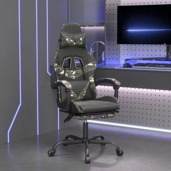 Silla de Gaming con Reposapiés Negra y Camuflaje en Similpelle