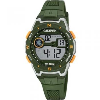 Reloj Digital Crush Calypso K5853/2 Verde para Hombre, Caucho, Cronógrafo, Multifuncional