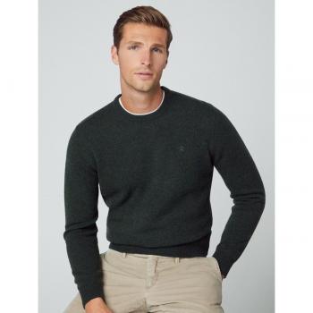 Hackett Men's Lambswool Crew Neck Sweater Dark Green