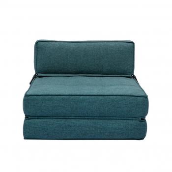 Sillón cama de 1 plaza de tela azul petróleo KATY
