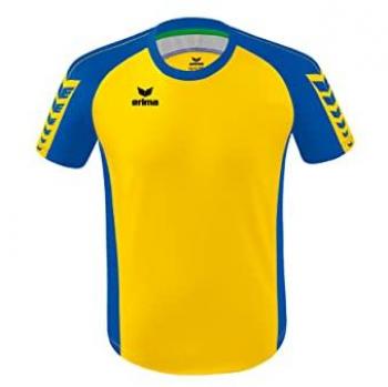 Camiseta Infantil Erima Six Wings - Unisex, Manga Corta, Azul y Amarillo