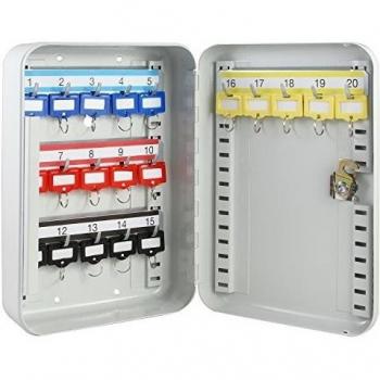 HMF 12520-07 Caja para Llaves, 20 Ganchos, 25 x 17 x 7,5 cm, Gris