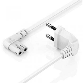 Cable de alimentación Hama 3m con conector europeo doble angulado 90º, color blanco