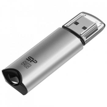 Memoria USB Silicon Power Marvel M02 de 64GB en color plata con conexión USB tipo A 3.2 Gen 1