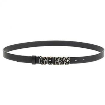 Cinturón Fino Sarita de Guess Negro con Hebilla Dorada y Logotipo