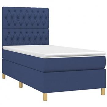 Cama box spring colchón y luces LED tela azul 90x200 cm vidaXL - Azul