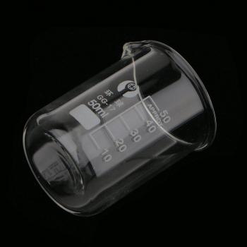 Generic Vidrio Borosilicato 3.3 Vaso de Laboratorio de Química Jarras Medidores Graduada Bajo Cristal - 50ML
