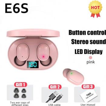 Auriculares Inalámbricos TWS E6S con Pantalla Digital Inteligente, Mini Estéreo Deportivos Intrauditivos