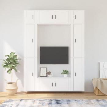 Set de muebles para TV 8 piezas madera contrachapada blanca vidaXL