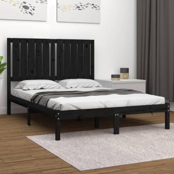 Cama de madera maciza de pino gris redonda negra 120x200 cm