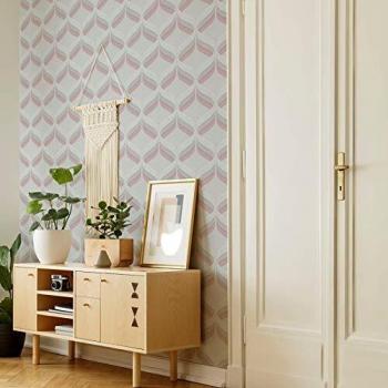 Papel Tapiz Geométrico Retro Ogee Rosa Fresco